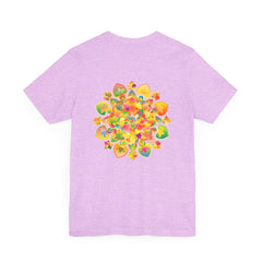 Vibrant mandala tee featuring spiritual symbols for peace and harmony