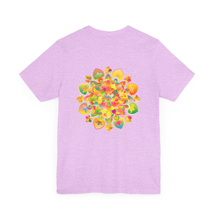 Vibrant mandala tee featuring spiritual symbols for peace and harmony