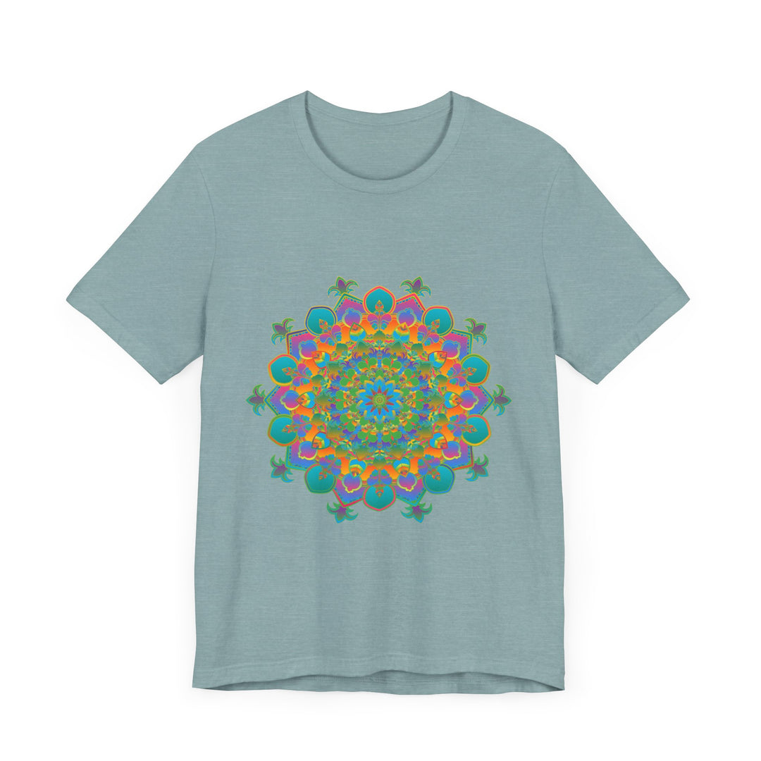 Colorful and intricate circular floral design tee, the Vibrant Mandala Tee