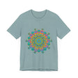 Colorful and intricate circular floral design tee, the Vibrant Mandala Tee