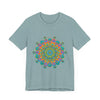 Colorful and intricate circular floral design tee, the Vibrant Mandala Tee