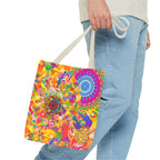 Psychedelic Floral Mandala Tote Bag