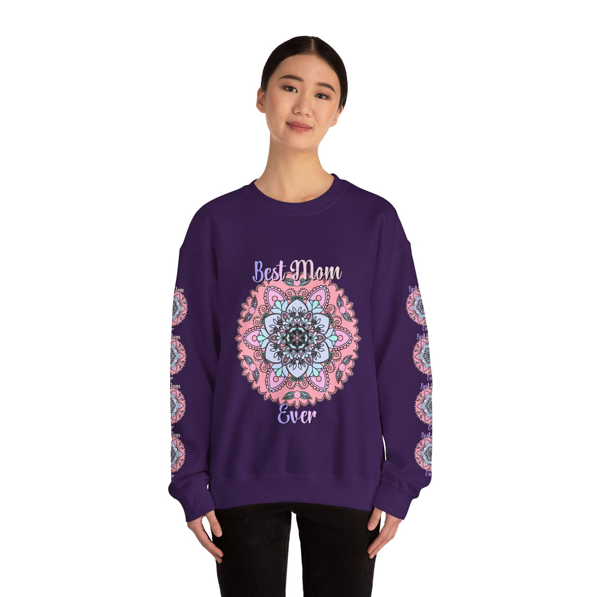 Felpa con stampa Mandala intricata "La mamma migliore di sempre"