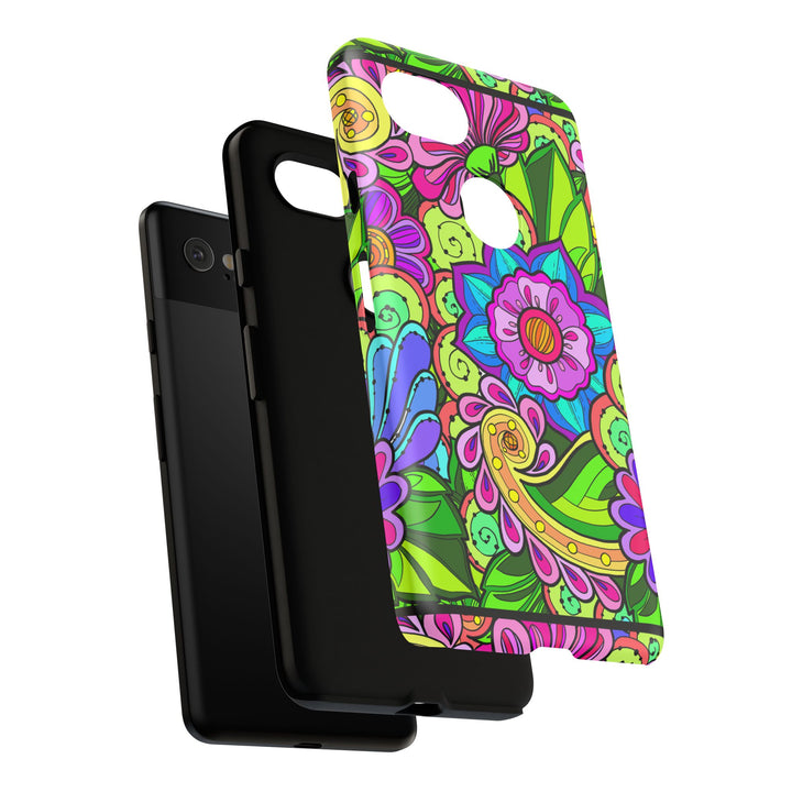 Floral Fantasy iPhone and Google Pixel Case in Bright Green Palette