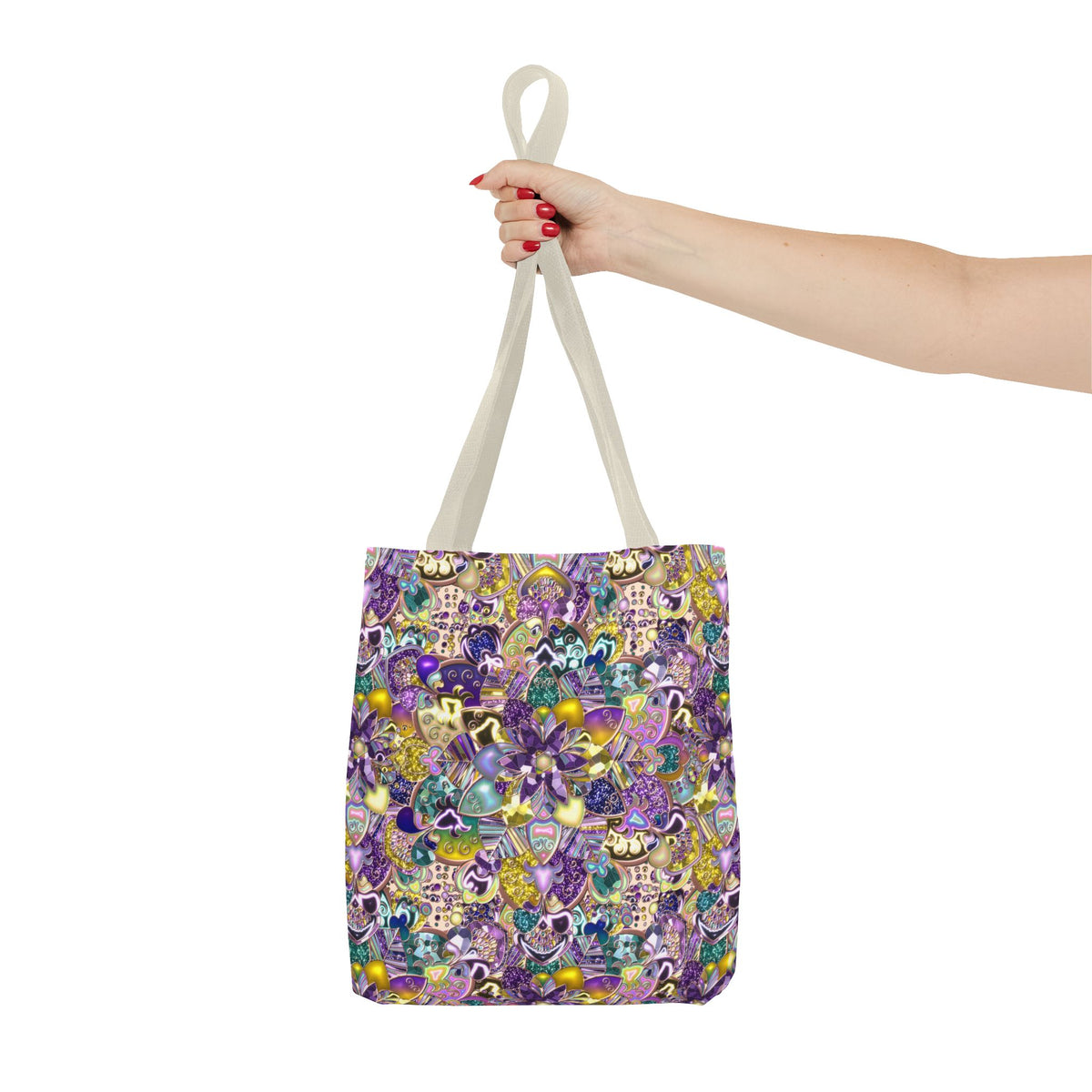 Colorful Purple Floral Pattern Tote Bag