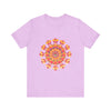 Beautiful Vibrant Mandala Tee in Pink, Yellow, Orange, and Green colors, perfect for adding a pop of color to your wardrobe