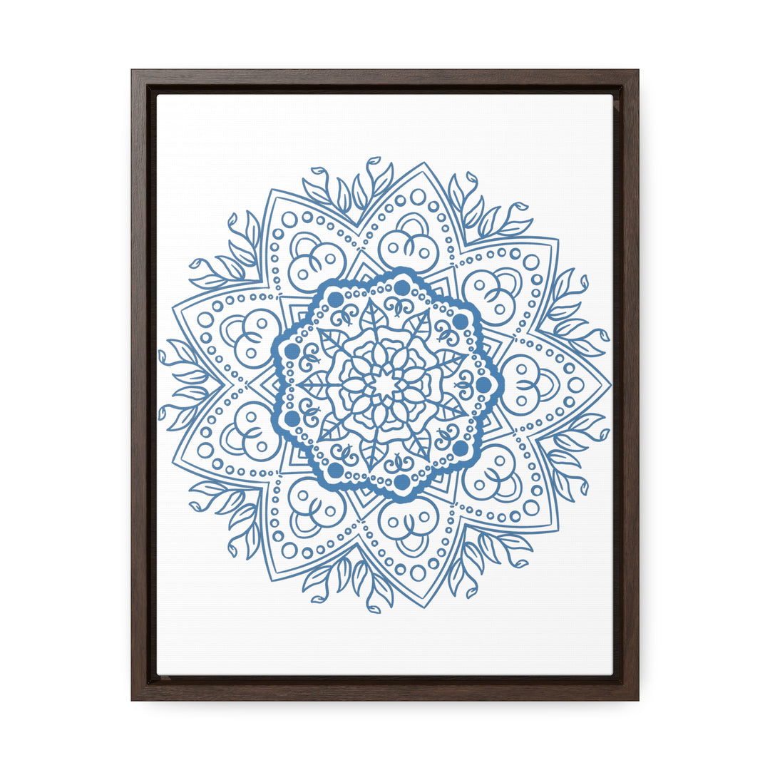 Handmade steel blue mandala design wall art on gallery canvas wraps