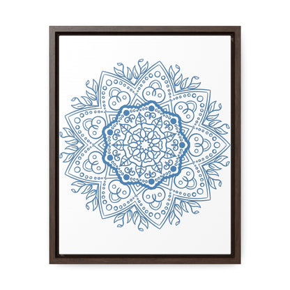 Handmade steel blue mandala design wall art on gallery canvas wraps