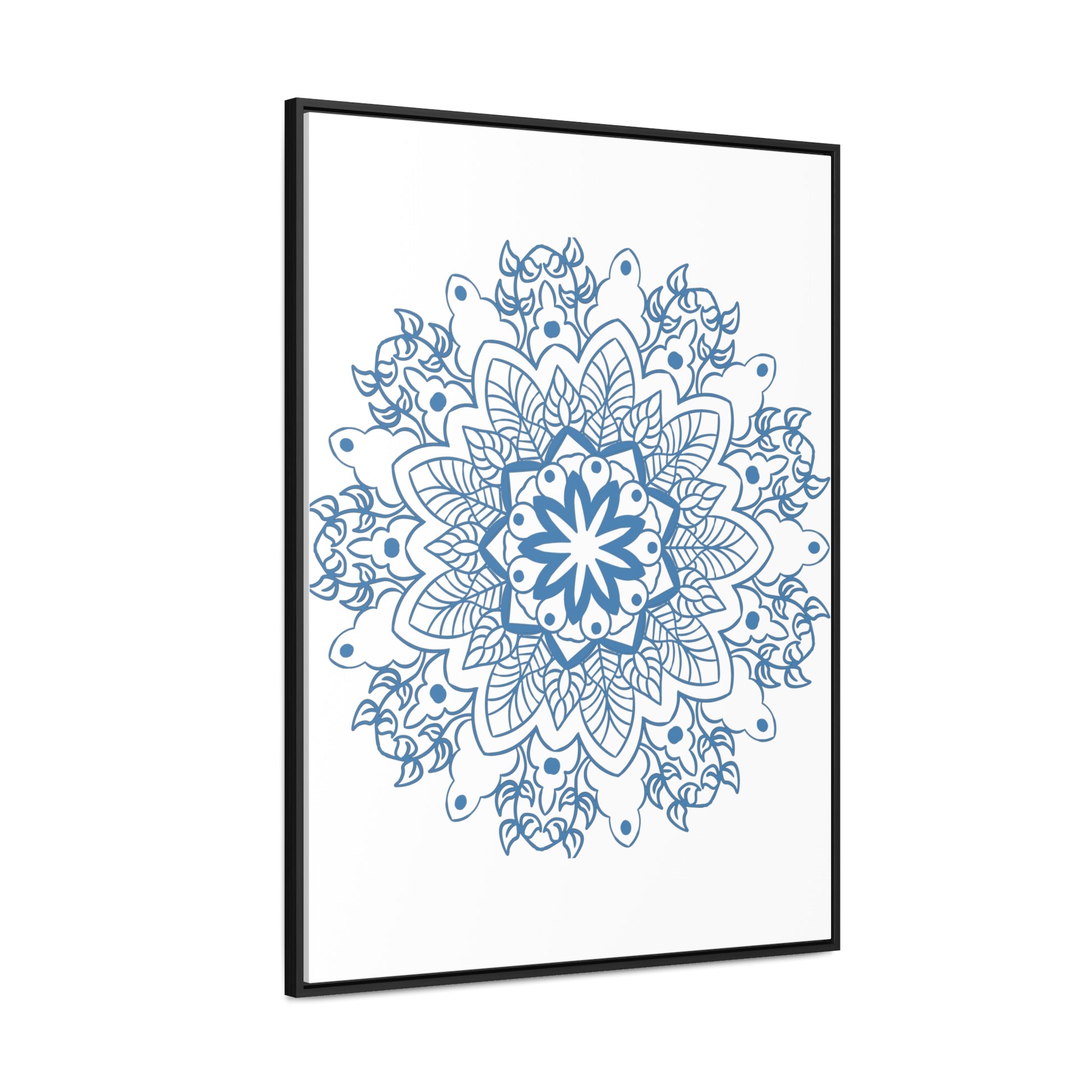 Handmade steel blue Mandala design wall art on gallery canvas wraps