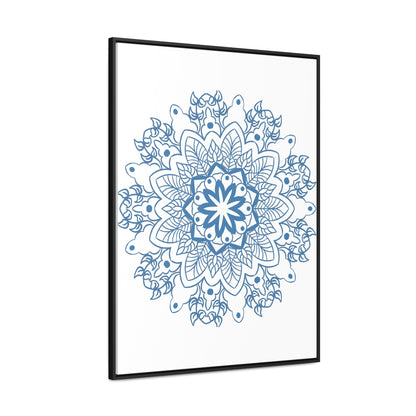 Handmade steel blue Mandala design wall art on gallery canvas wraps