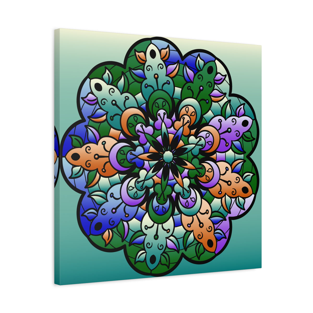 Floral Mandala Matte Canvas Print — Colorful Stretched Wall Art