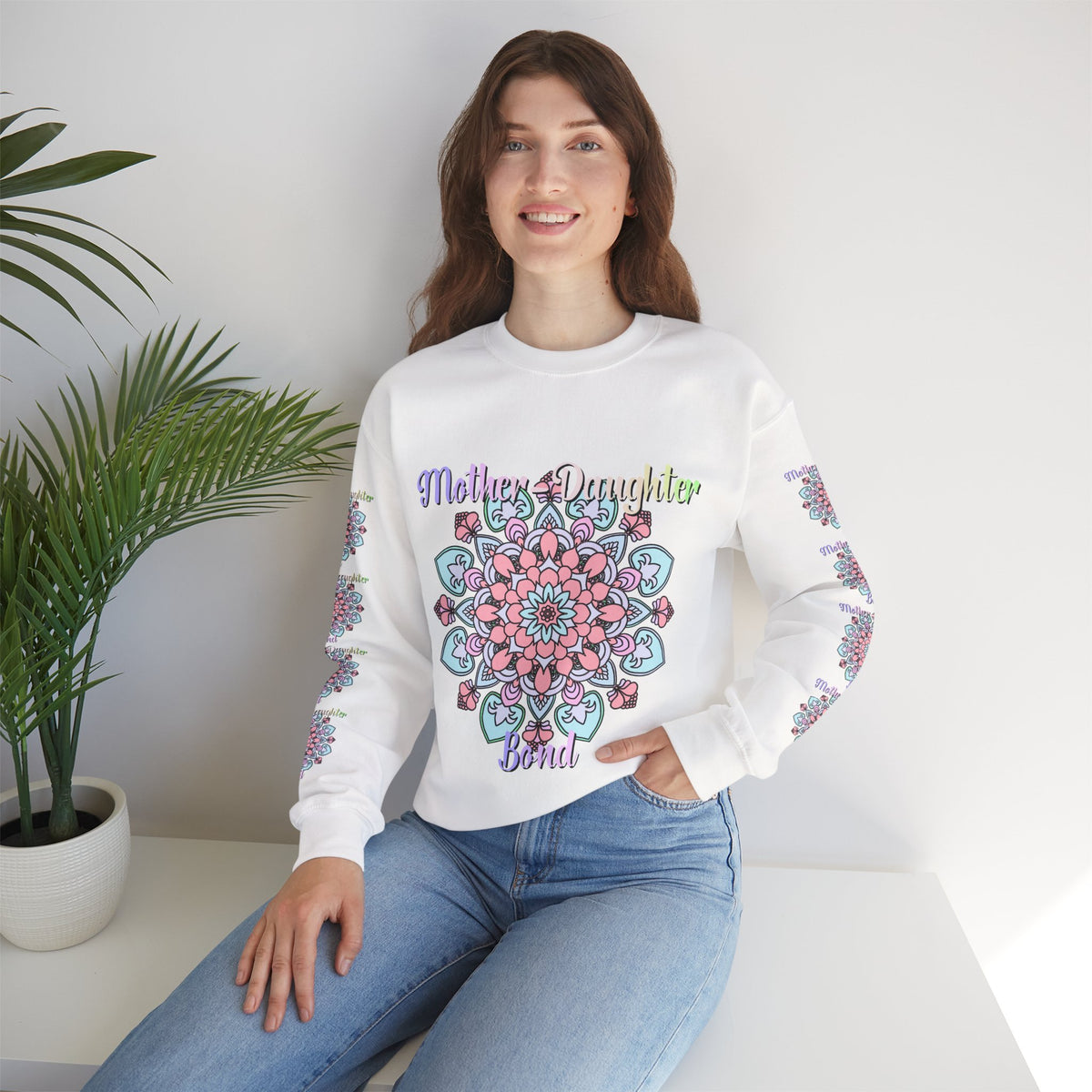Mandala Patterned Sweatshirt Celebrating Mother-Daughter Love