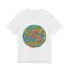 A colorful and vibrant mandala tee featuring a peaceful and tranquil design