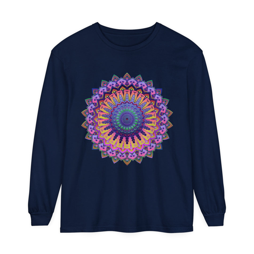 Intricate Mandala Unisex Long Sleeve T-Shirt with detailed and colorful design