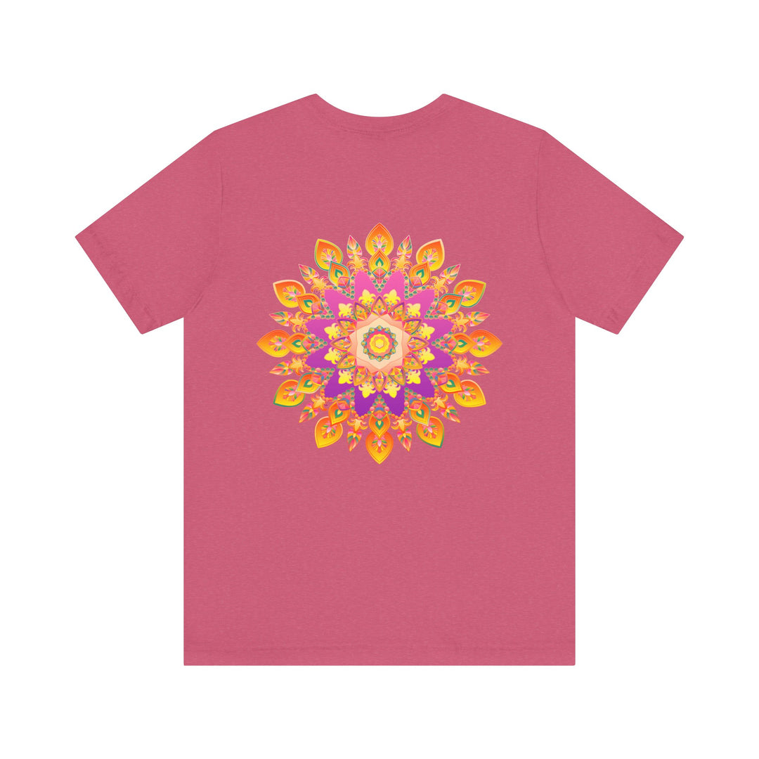 A stunning, vibrant mandala design T-shirt promoting peace and harmony