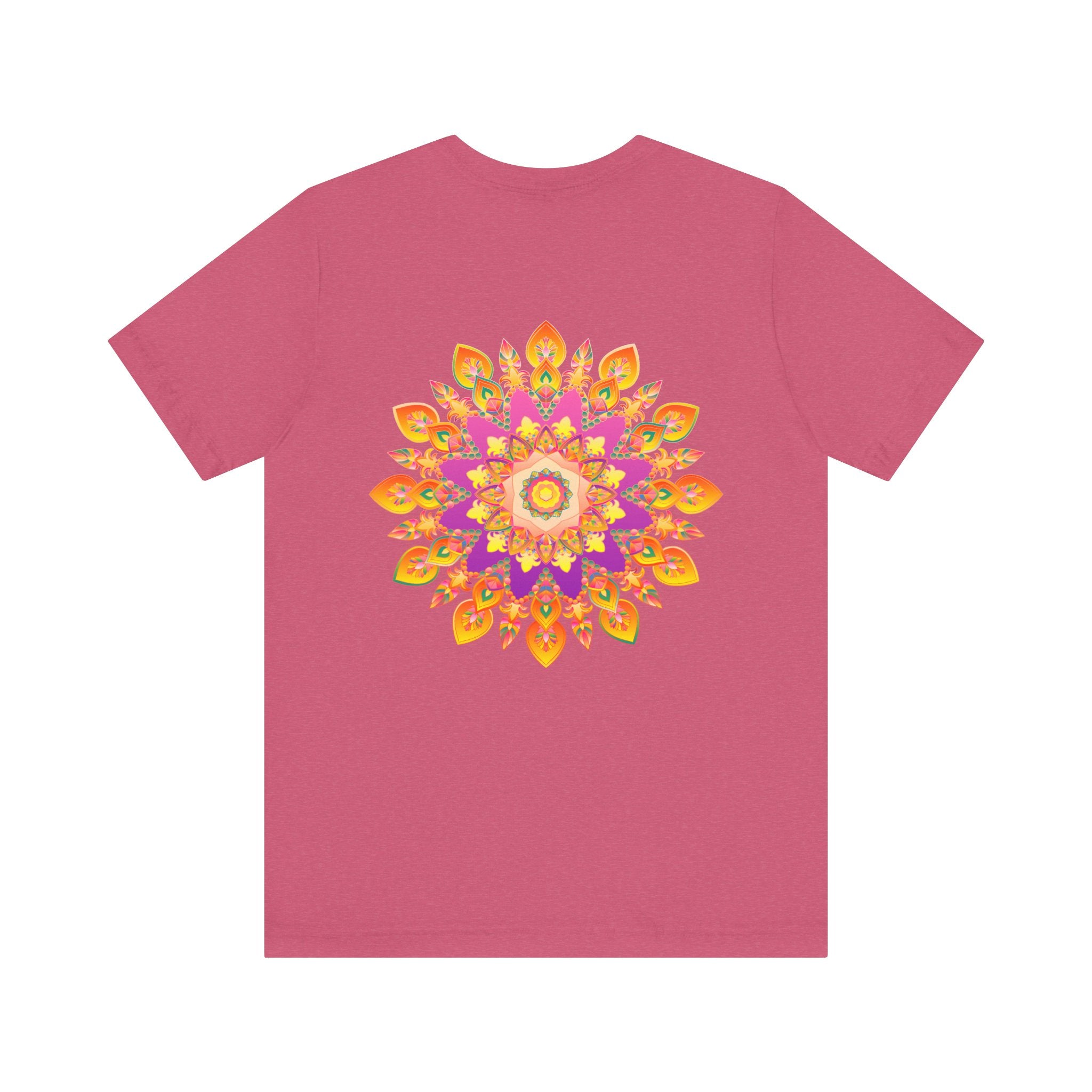 A stunning, vibrant mandala design T-shirt promoting peace and harmony