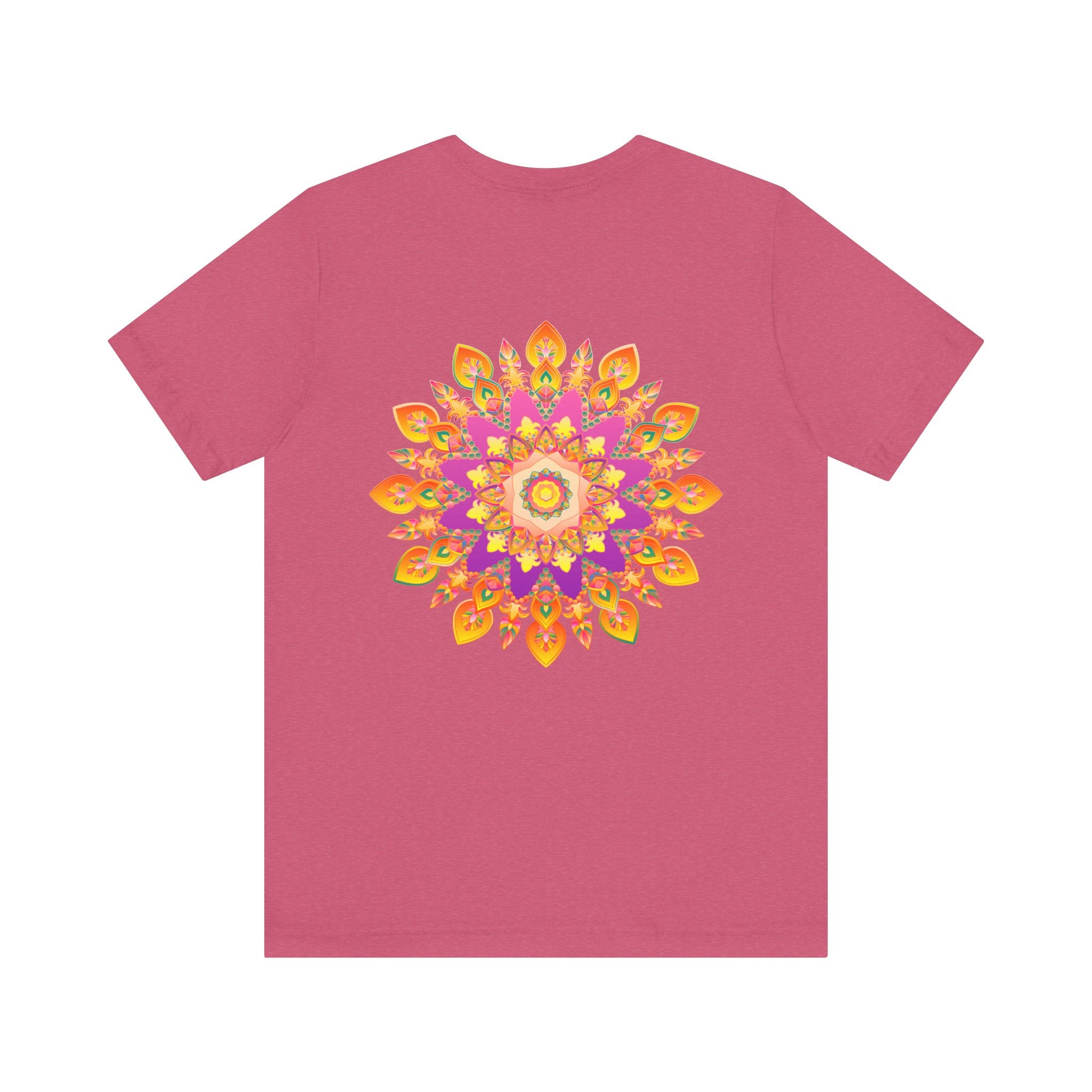 A stunning, vibrant mandala design T-shirt promoting peace and harmony