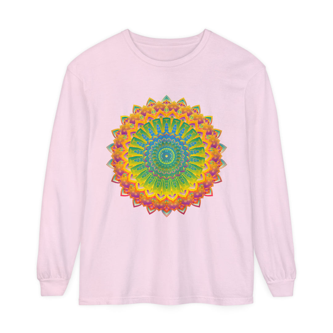 Colorful and intricate mandala design long sleeve t-shirt for men and women