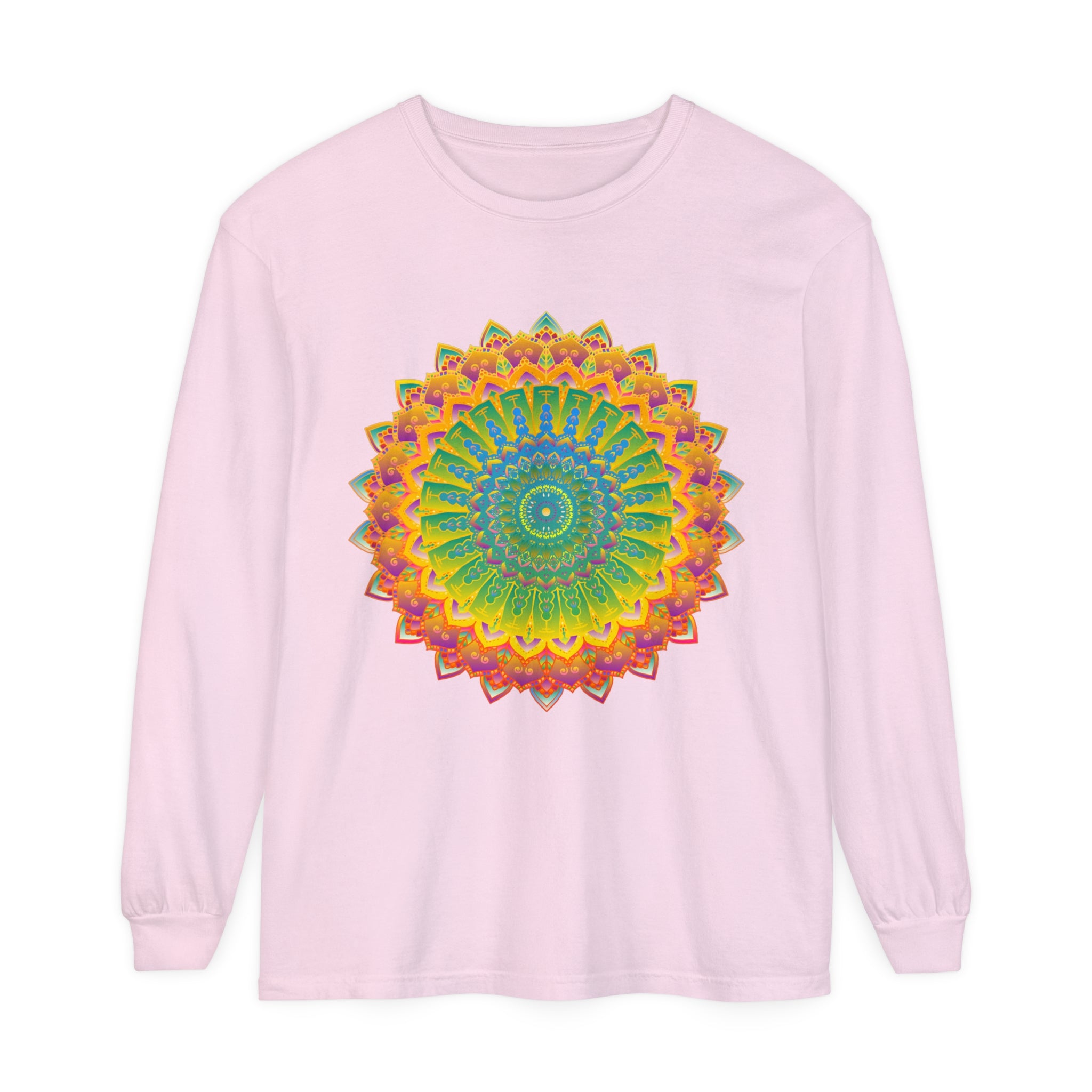 Colorful and intricate mandala design long sleeve t-shirt for men and women