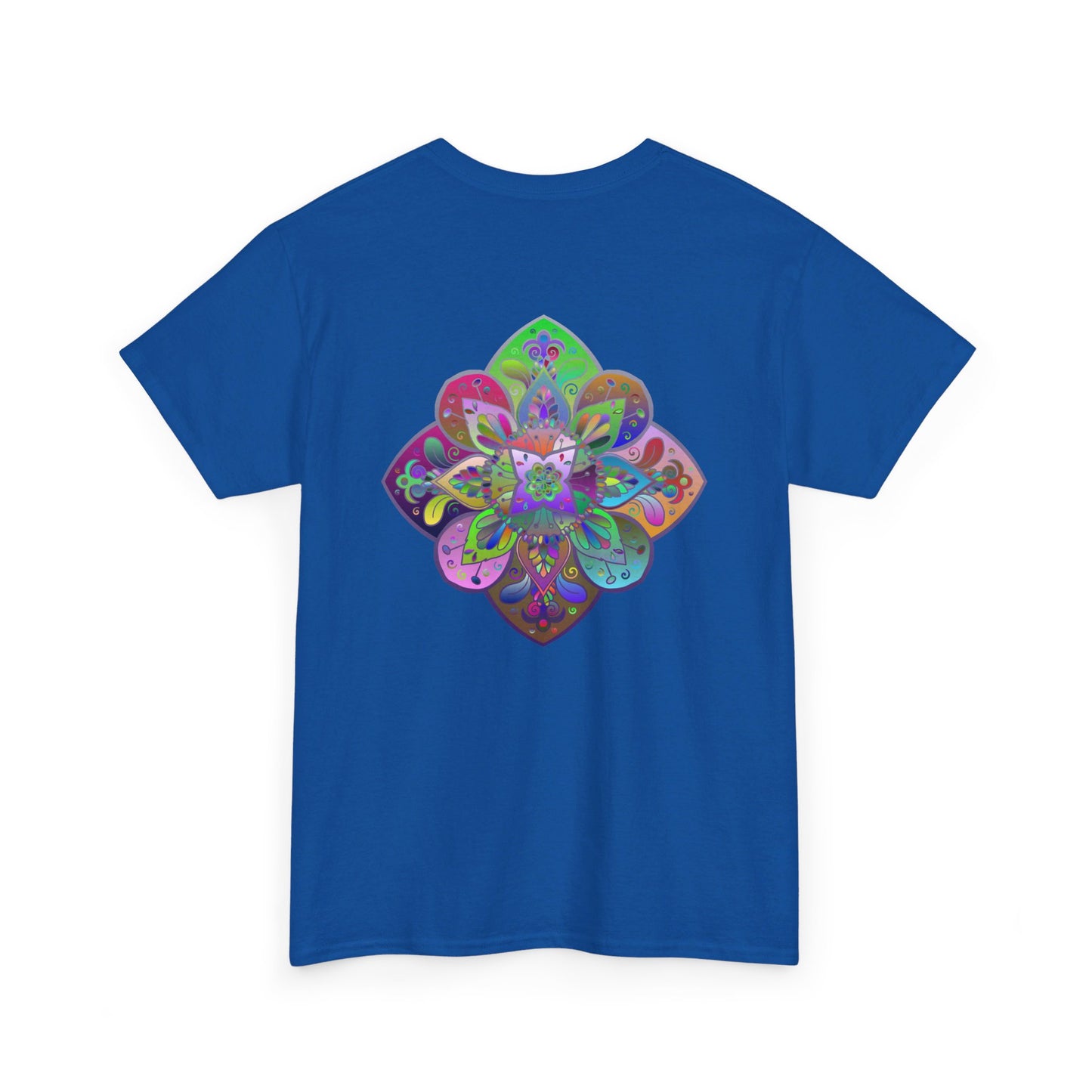 Mandala art design on a comfortable unisex heavy cotton t-shirt promoting mindfulness and yoga