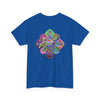 Mandala art design on a comfortable unisex heavy cotton t-shirt promoting mindfulness and yoga