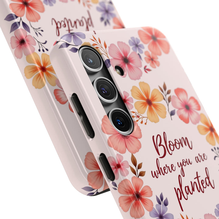 Protect your phone with the beautiful Flower Garland Bloom where you are planted Light Pink phone case featuring a delicate floral design