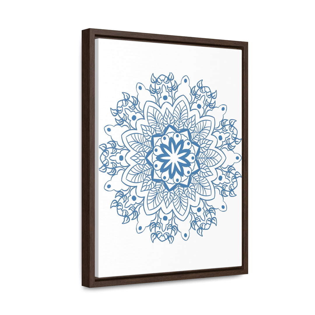 Beautiful steel blue mandala handmade art on gallery canvas wraps