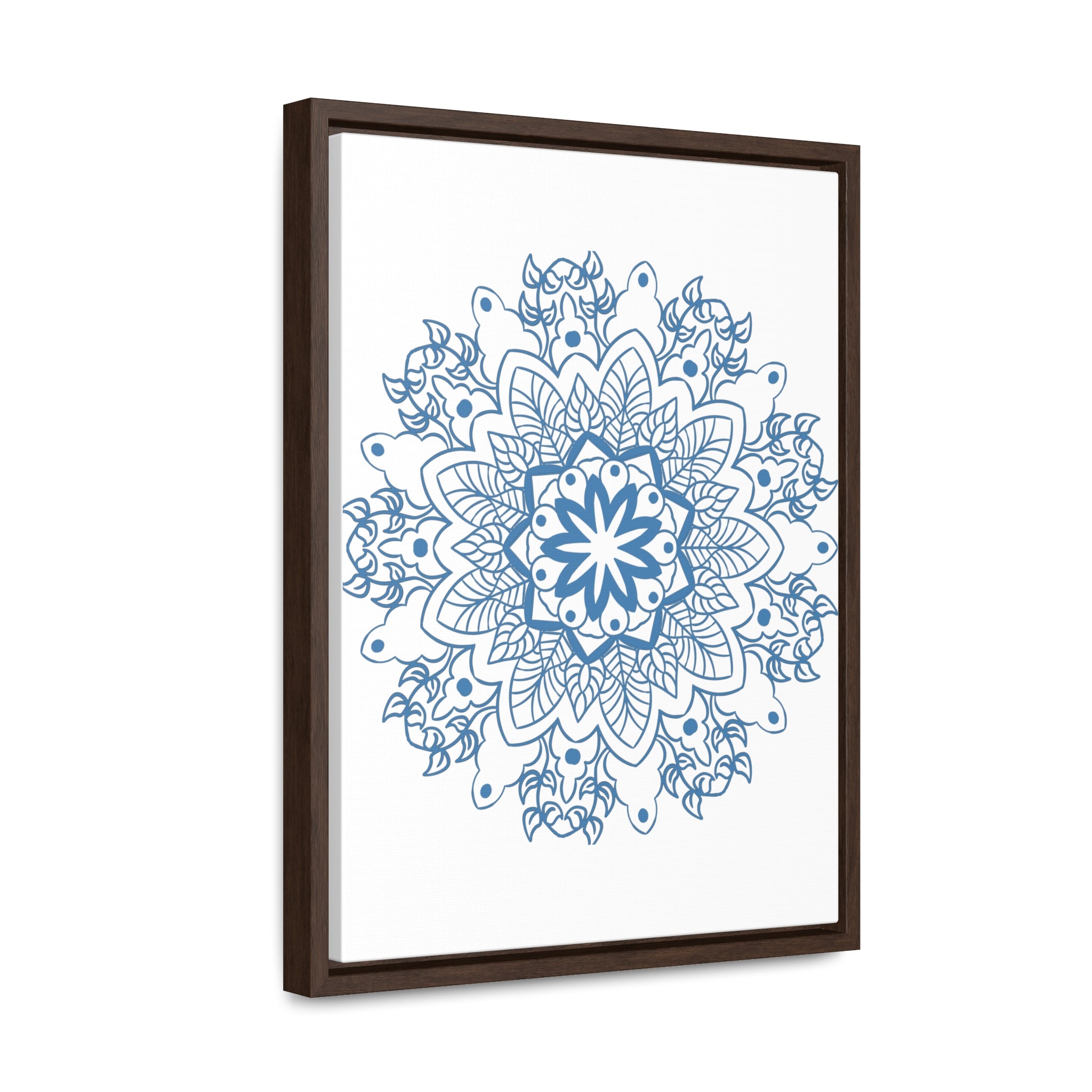 Beautiful steel blue mandala handmade art on gallery canvas wraps