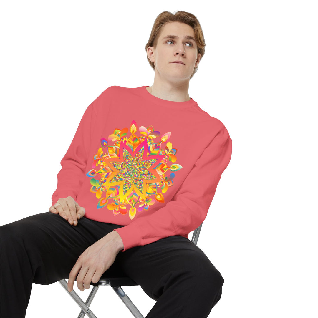 Colorful mandala sweatshirt with intricate design and comfortable fit for casual wear