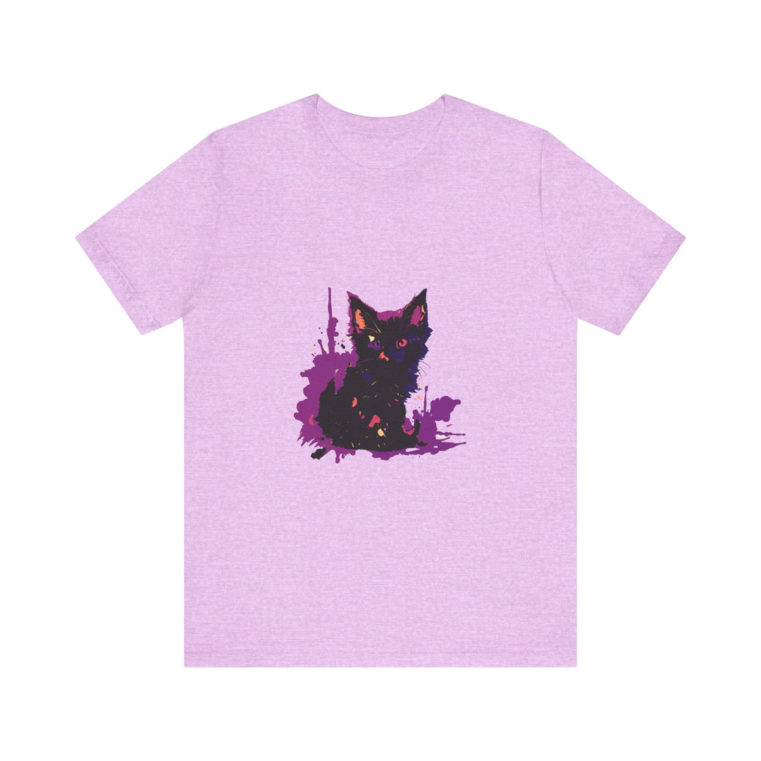 Black Cat Mystery - Purple Paint Splatter T-Shirt