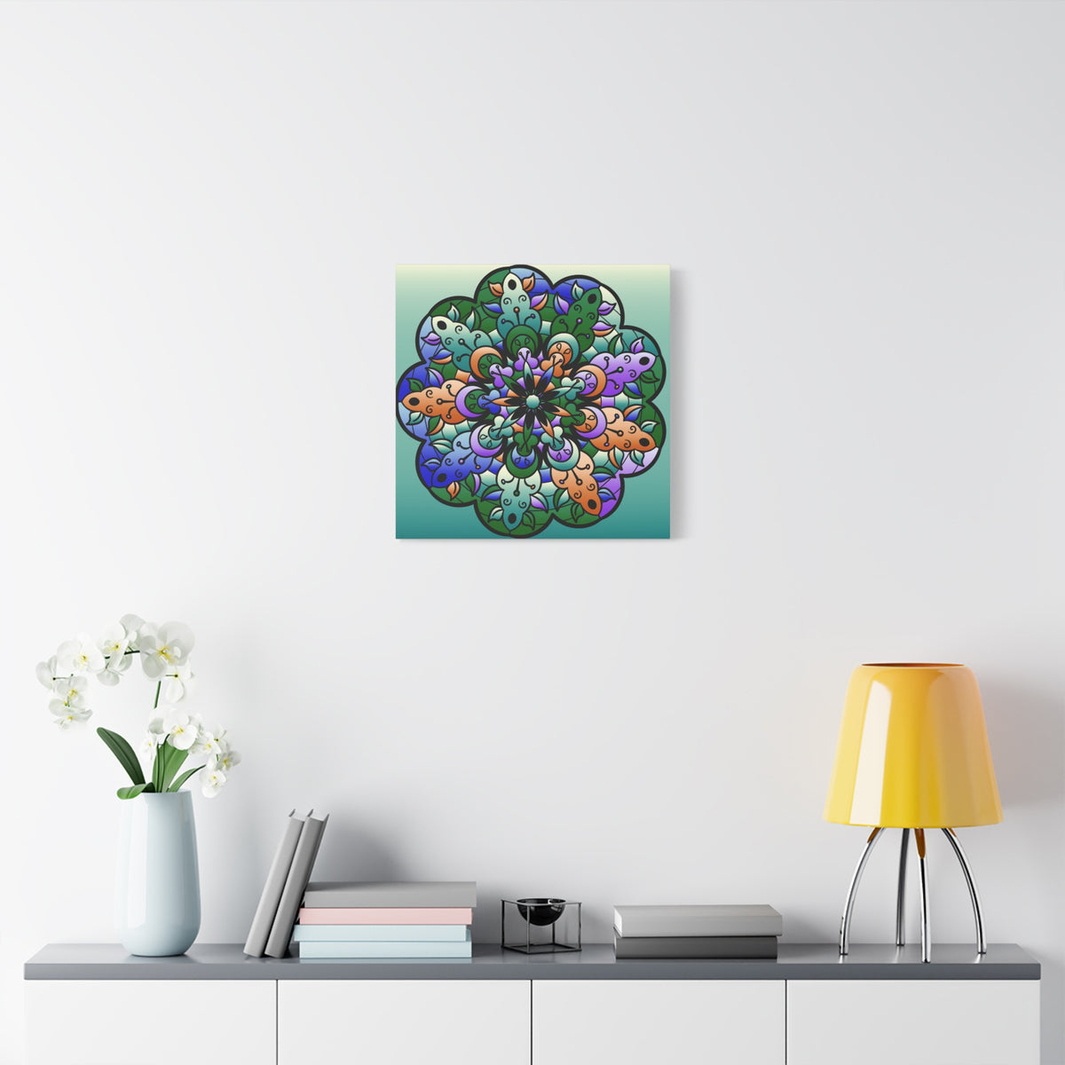 Floral Mandala Matte Canvas Print — Colorful Stretched Wall Art