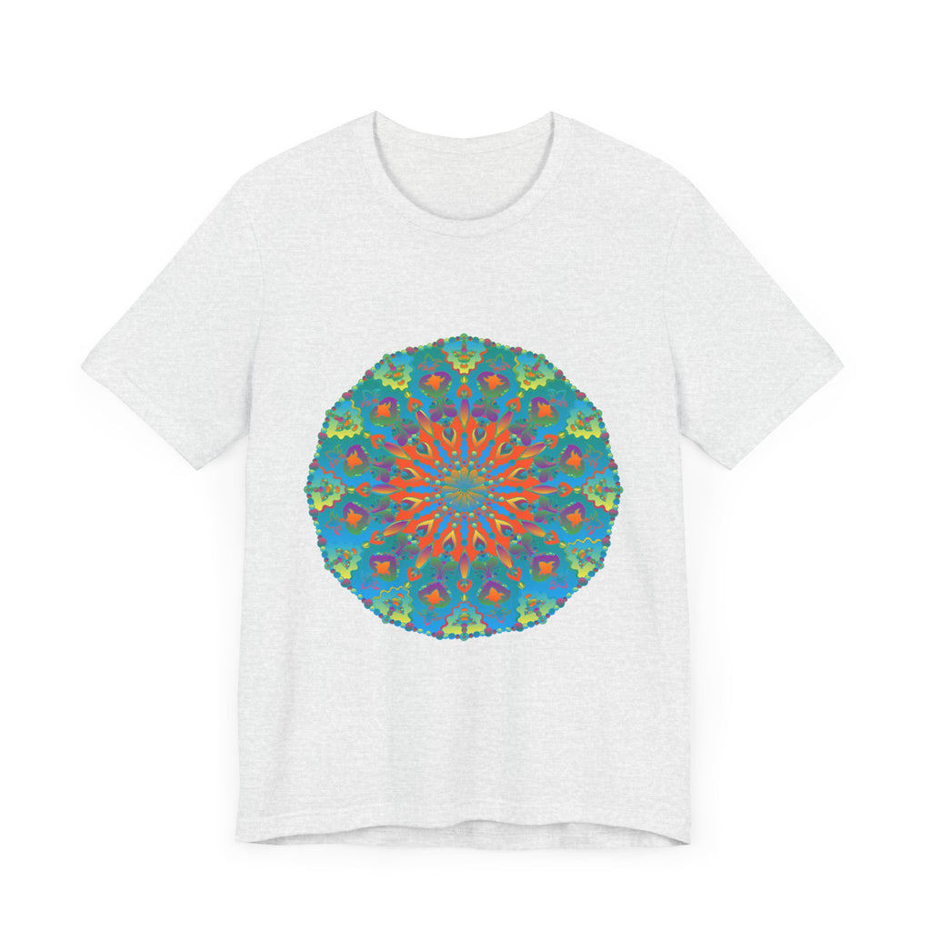 Vibrant and intricate Rainbow Mandala Tee showcasing a beautiful and colorful design