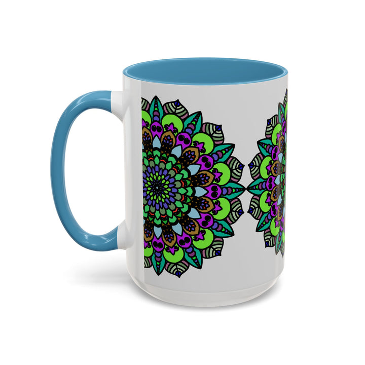 Vibrant and detailed mandala art pattern on ceramic mug