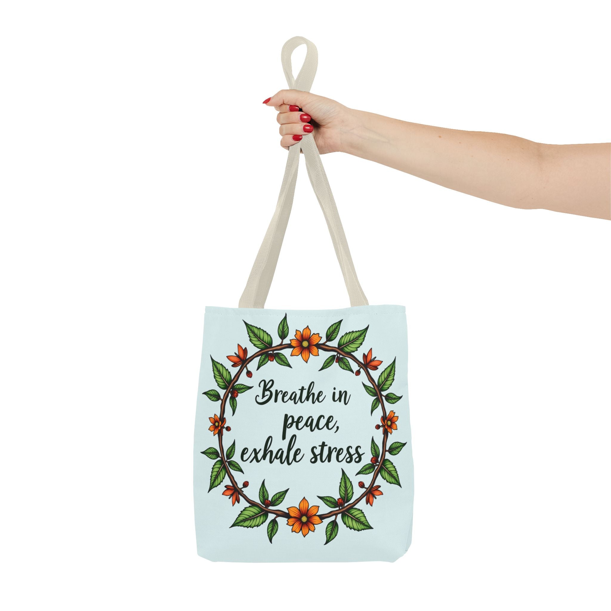 A serene style Flower Crown Tote Bag, perfect for carrying essentials