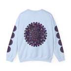 Unisex Heavy Blend™ Crewneck Sweatshirt featuring a vibrant purple mandala design