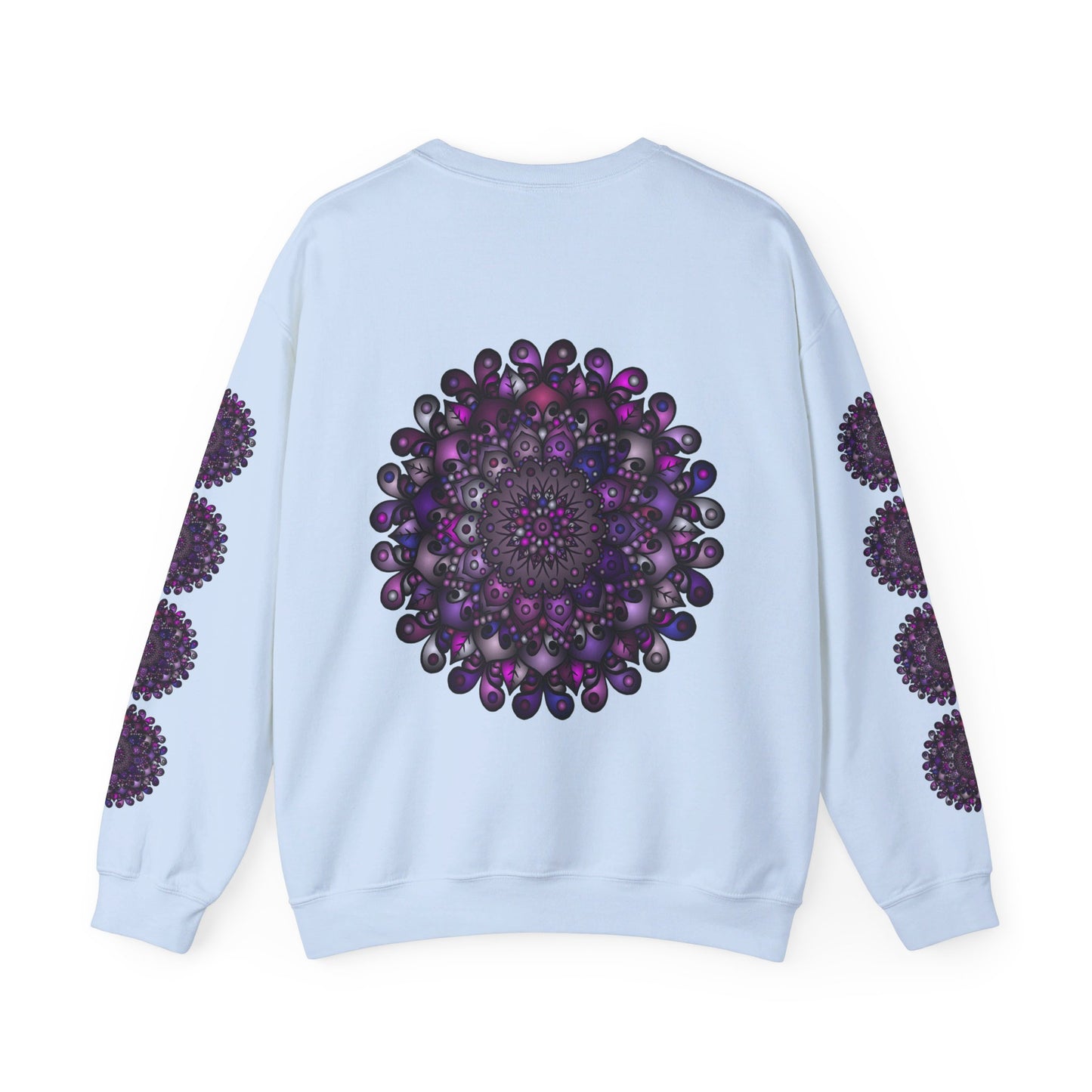 Unisex Heavy Blend™ Crewneck Sweatshirt featuring a vibrant purple mandala design