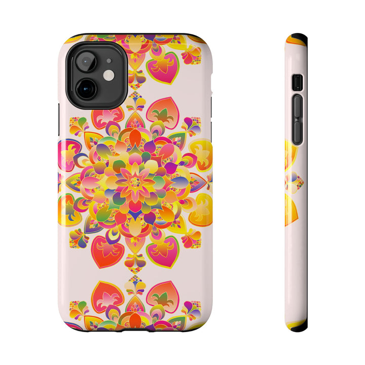 Colorful hand drawn mandala art phone case with intricate and detailed design