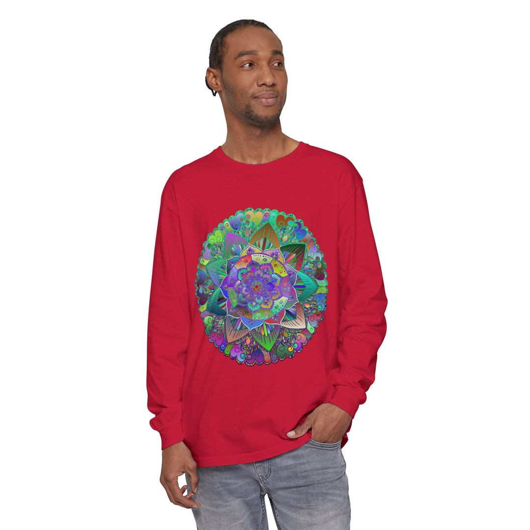 Colorful and intricate mandala design long sleeve t-shirt for men and women