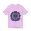 Beautiful purple and green mandala tee with intricate and detailed design