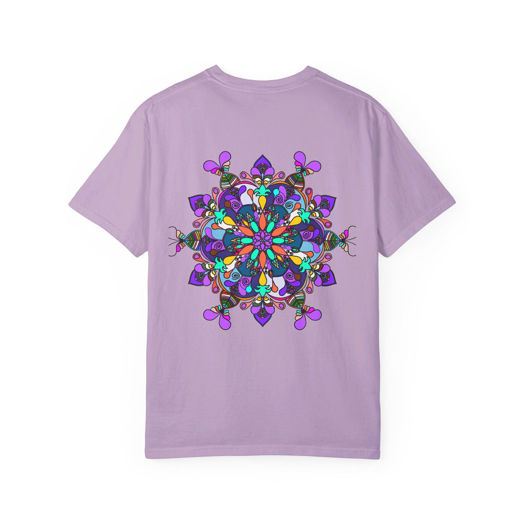 Unisex Mandala T-Shirt featuring intricate, hand-drawn mandala art on 100% ring-spun cotton, garment-dyed for extra comfort