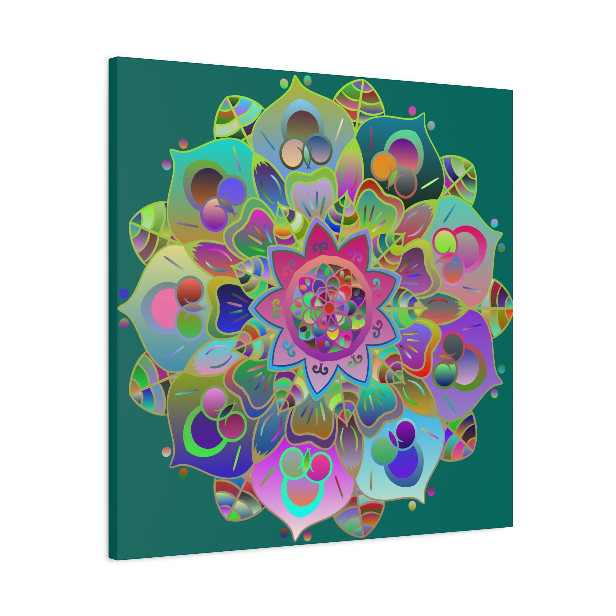 Vibrant Mandala Matte Canvas Wall Art — Colorful Boho Stretched Canvas