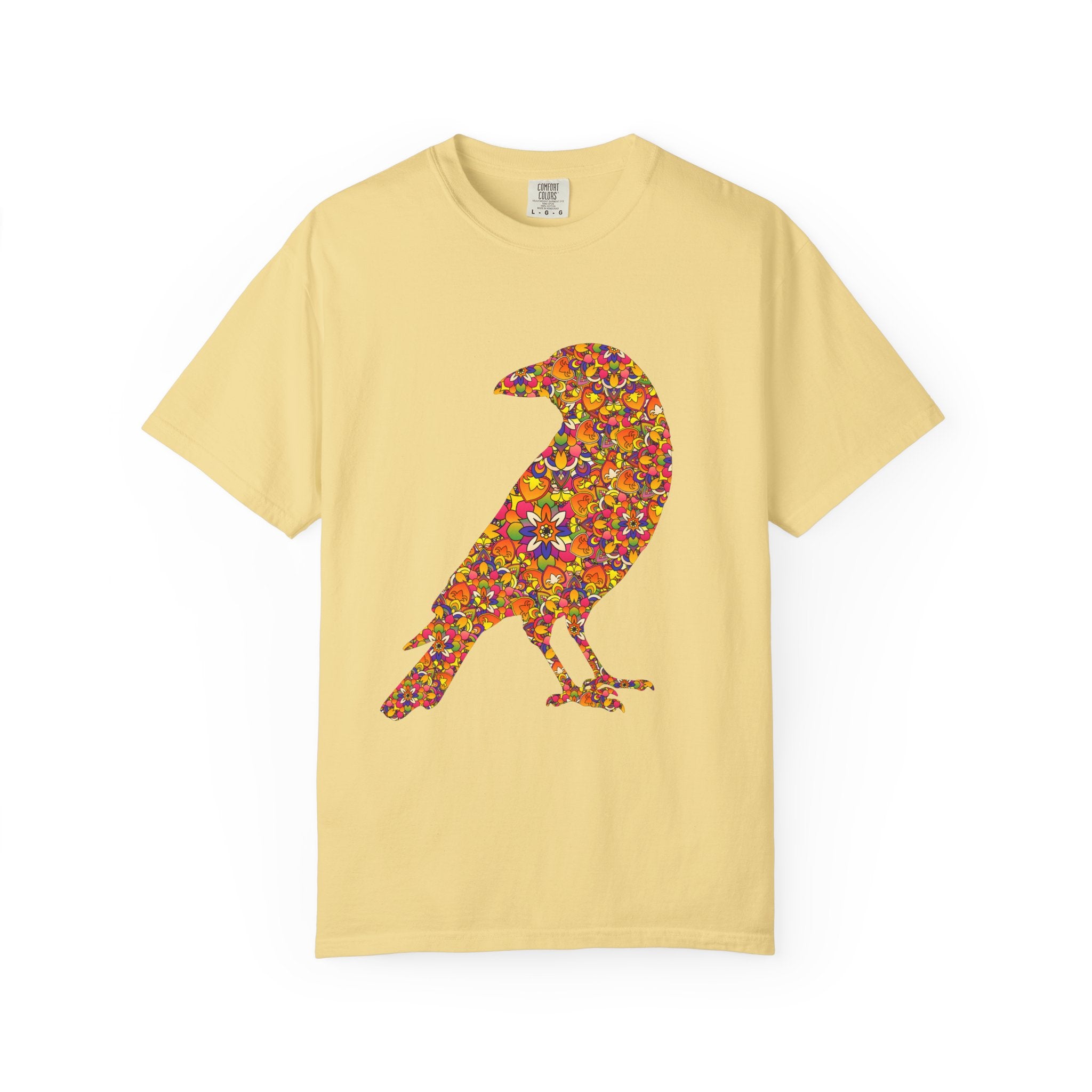 Maglietta con mandala floreale e corvo radioso