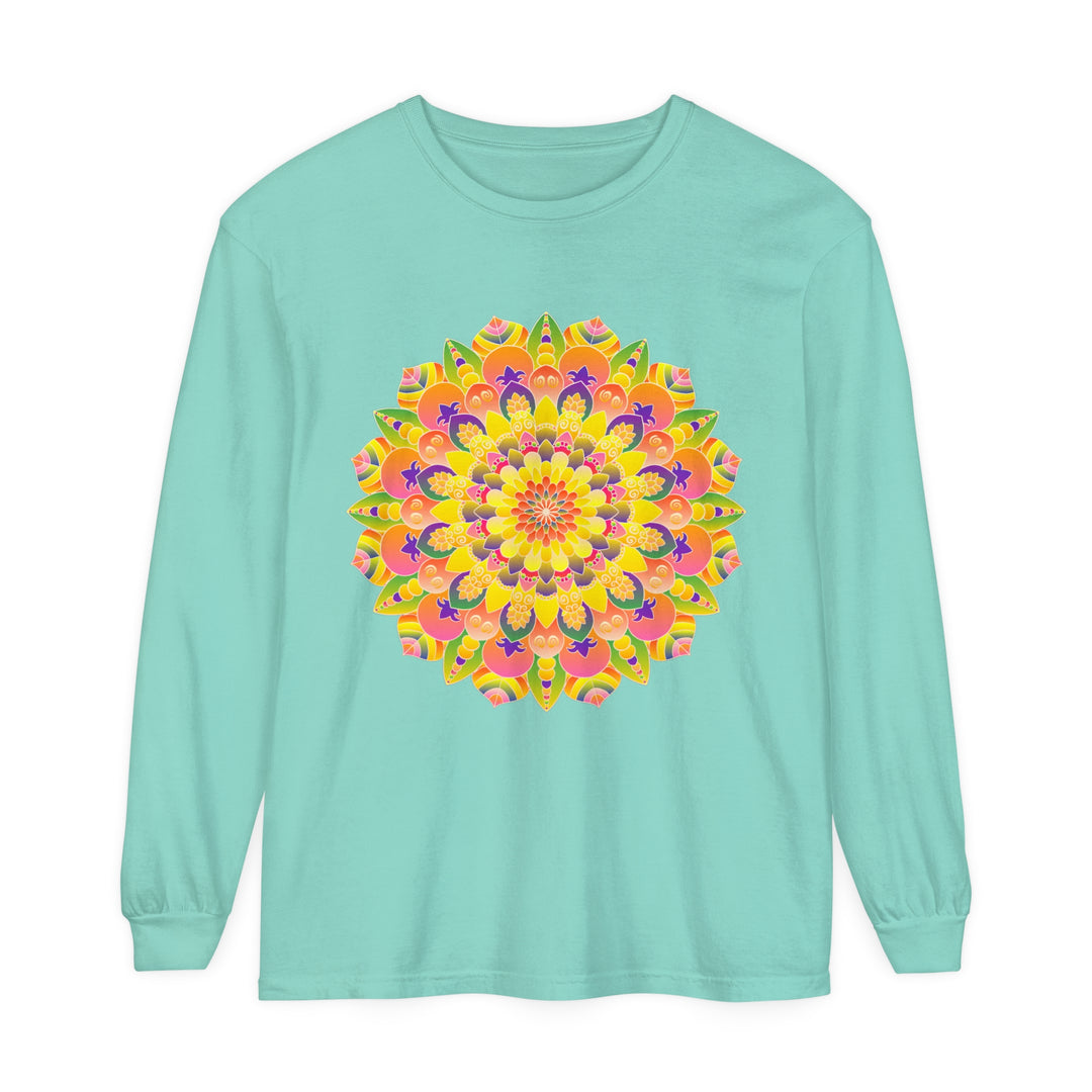 Colorful and intricate mandala design long sleeve t-shirt for both men and women