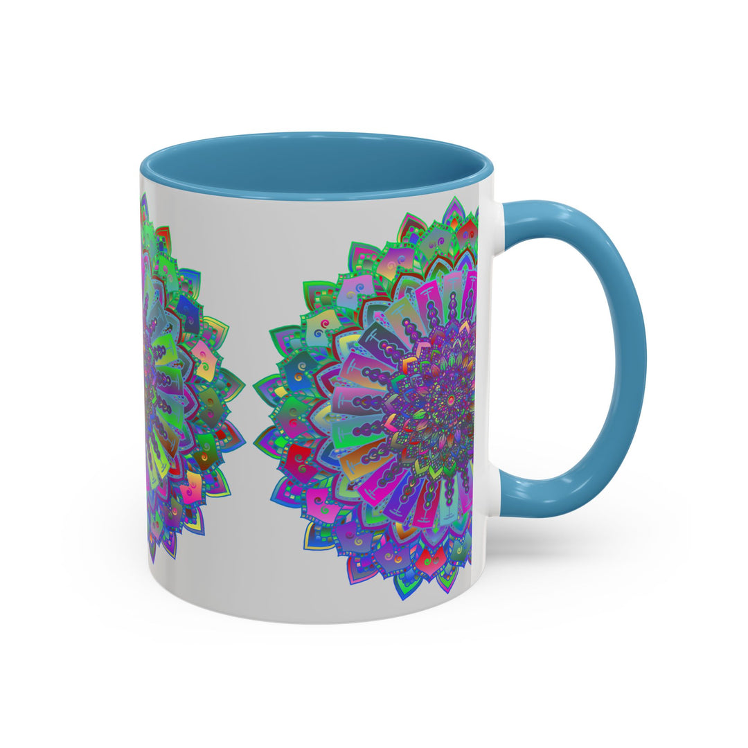 A colorful and intricate mandala art mug, perfect for sipping your favorite beverages