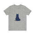 Black Cat Mystery T-Shirt - Simple & Cool: A black t-shirt featuring a mysterious black cat design, perfect for a sleek and stylish look
