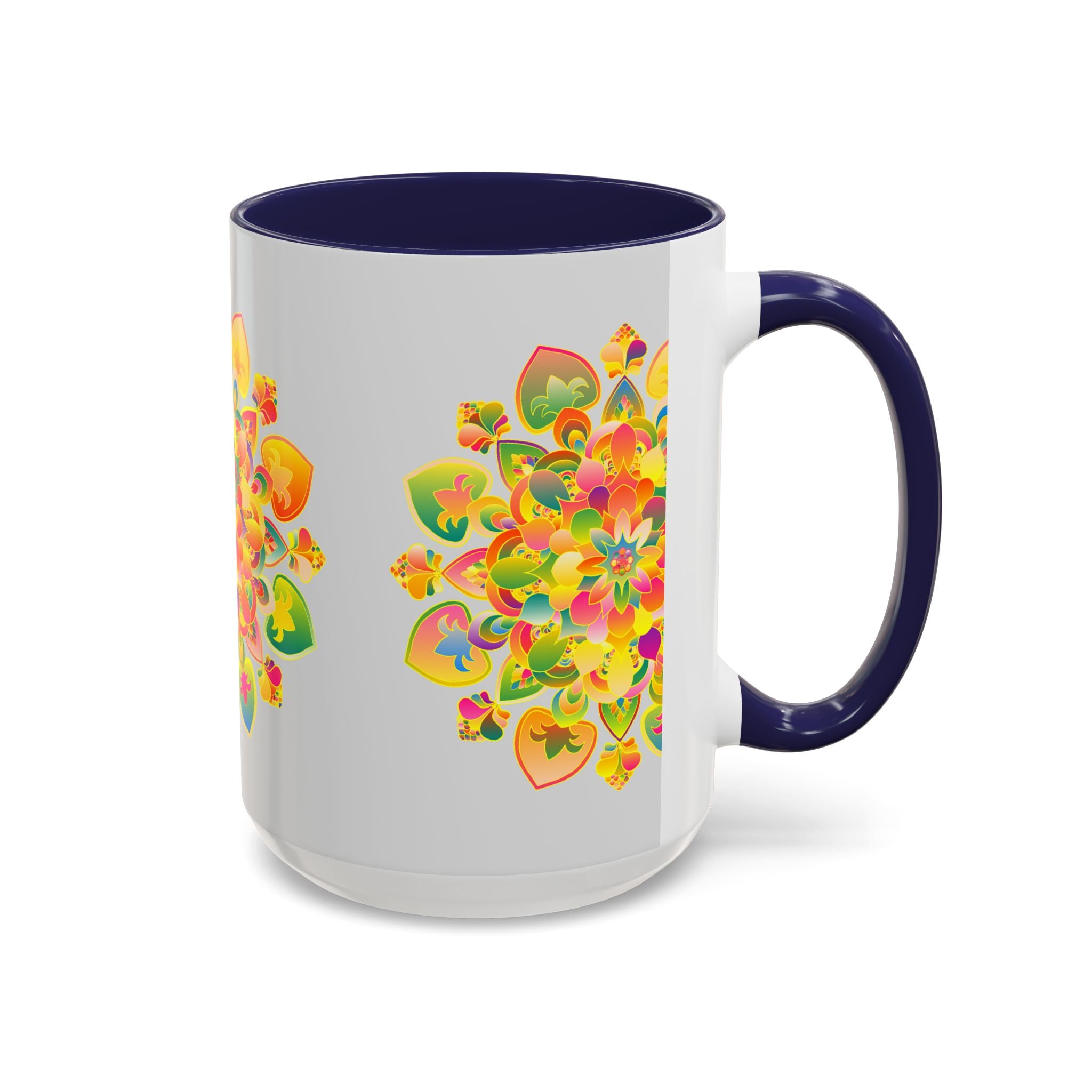 Beautiful handcrafted Mandala Art Mug with a colorful floral design