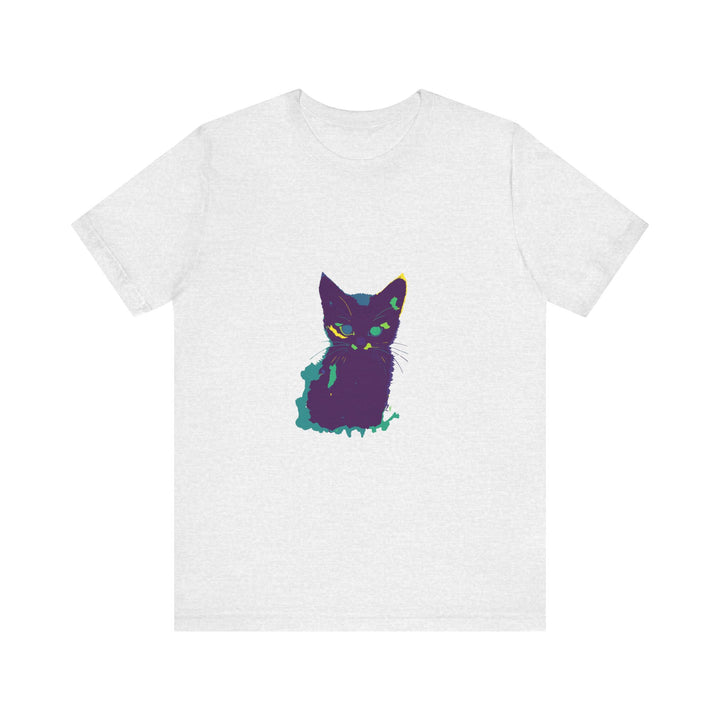 Colorful whimsical cat silhouette tee with vibrant and playful design