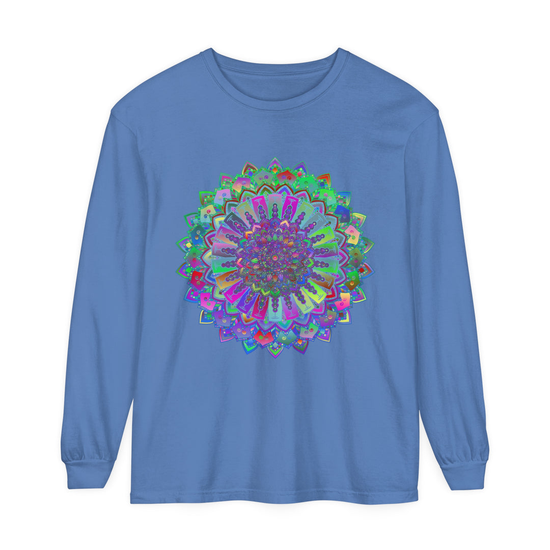 Colorful and intricate mandala design long sleeve t-shirt for a vibrant look