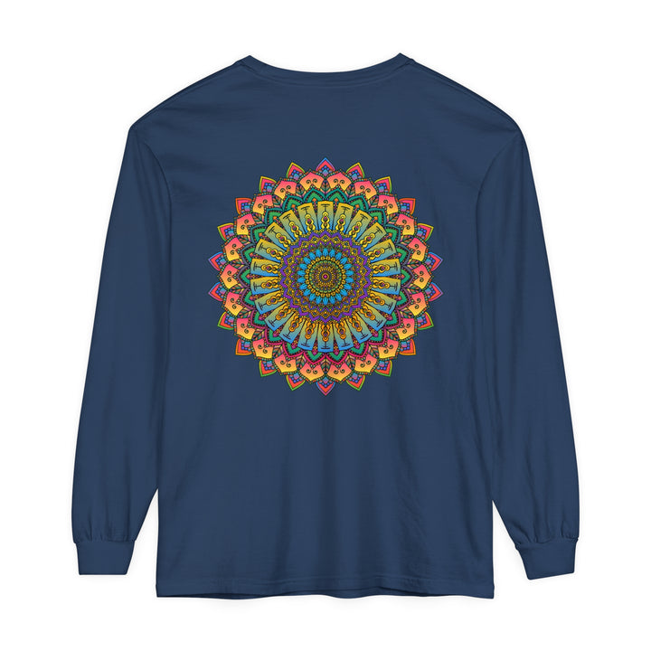 Beautiful and detailed mandala design on a unisex long sleeve t-shirt