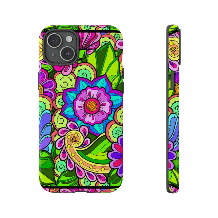 Floral Fantasy iPhone and Google Pixel Case in Bright Green Palette